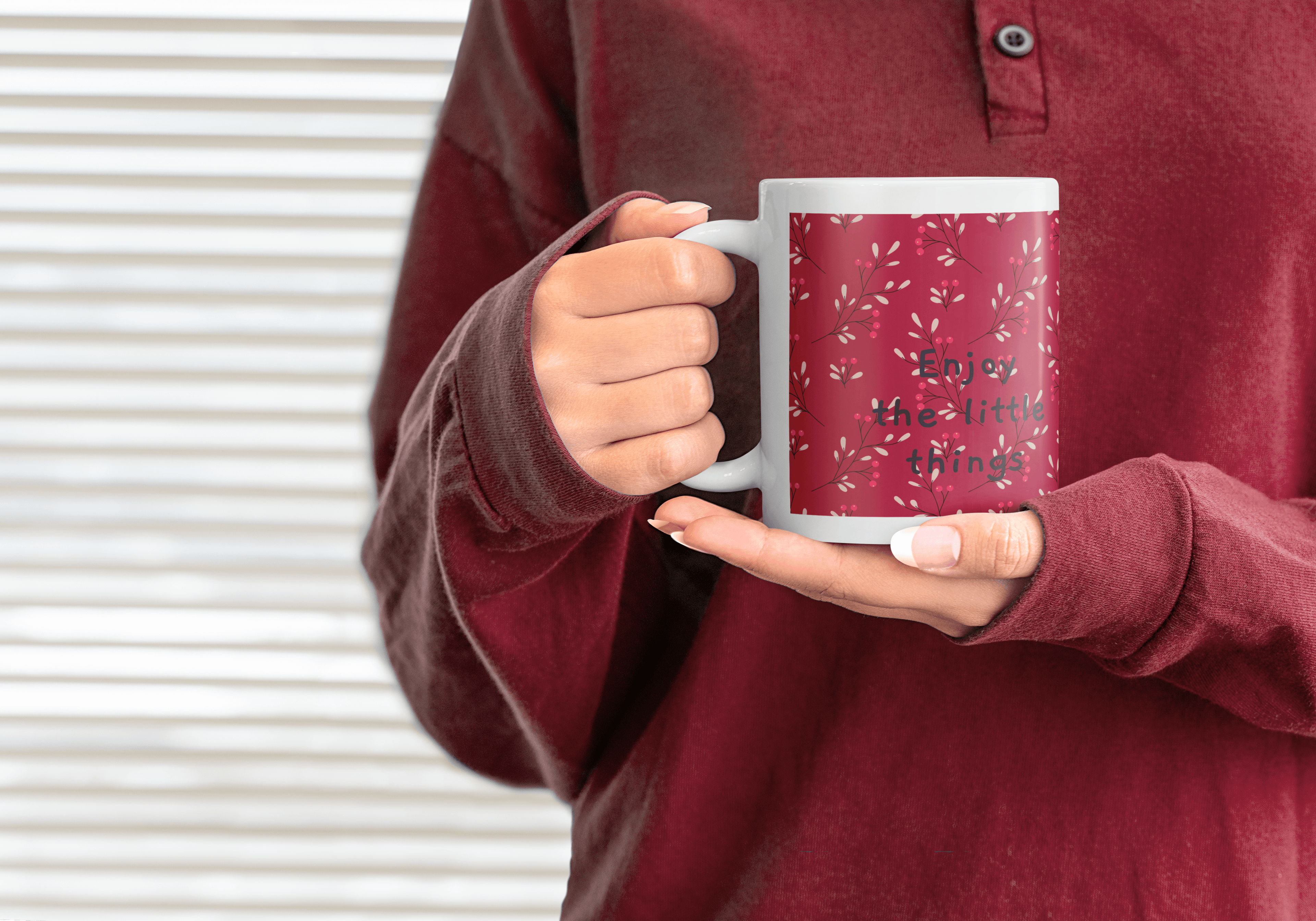 Enjoy the Little Things Mug (Red Buds)