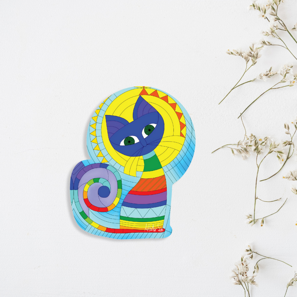 Cat in Spirited Window Magnet