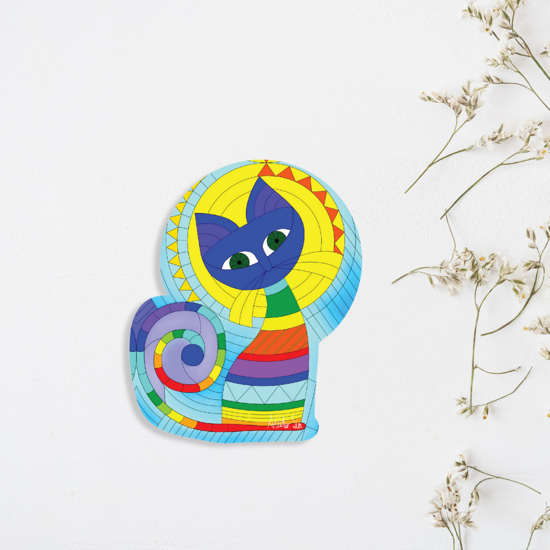 Cat in Spirited Window Magnet