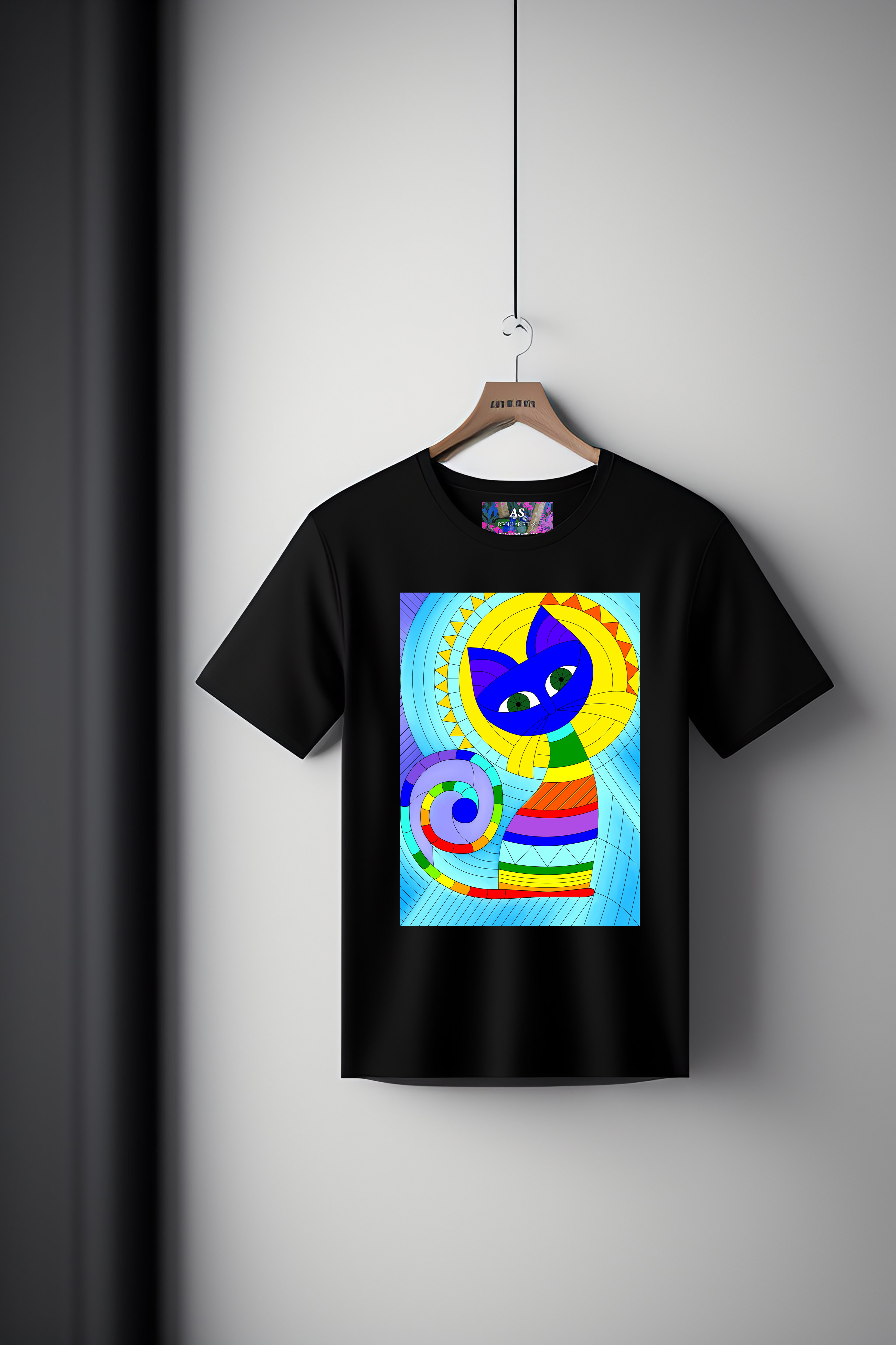Digital Art Tee: Cat in Spirited Window
