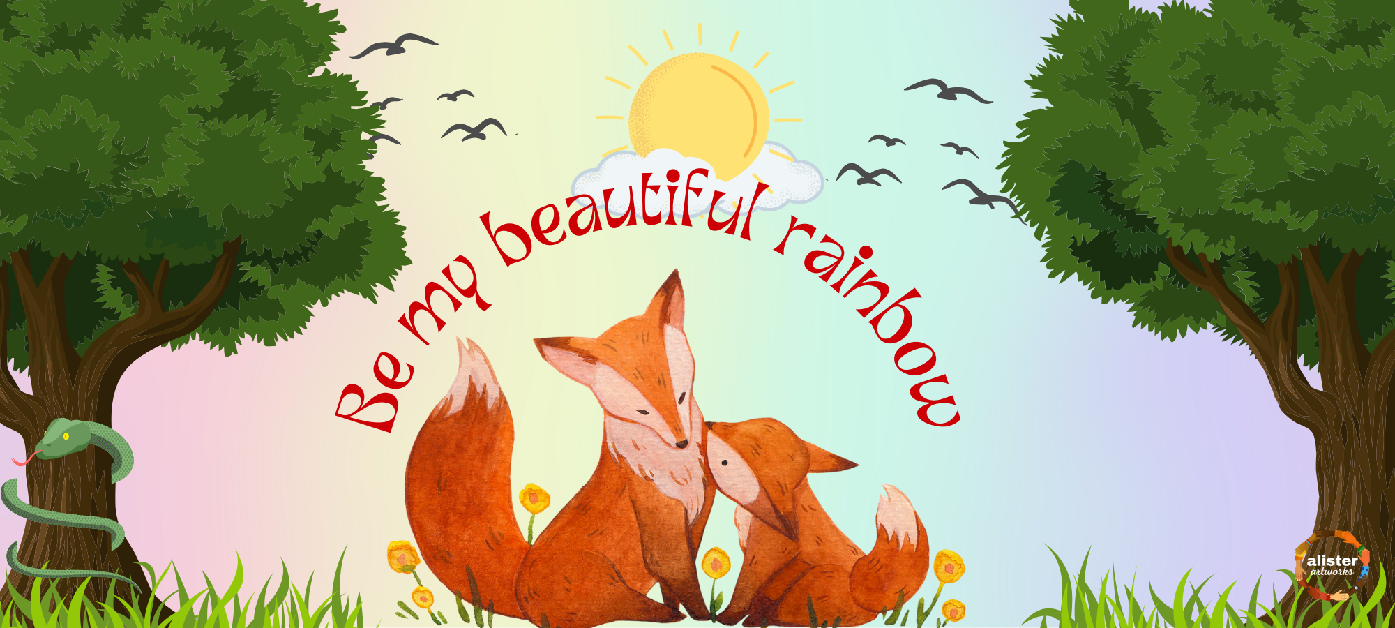 Be My Beautiful Rainbow Mug (Foxes)
