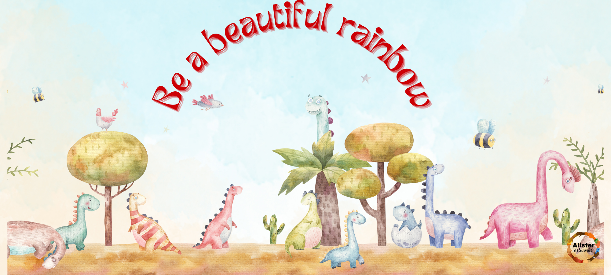 Be My Beautiful Rainbow Mug (Dinosaurs)