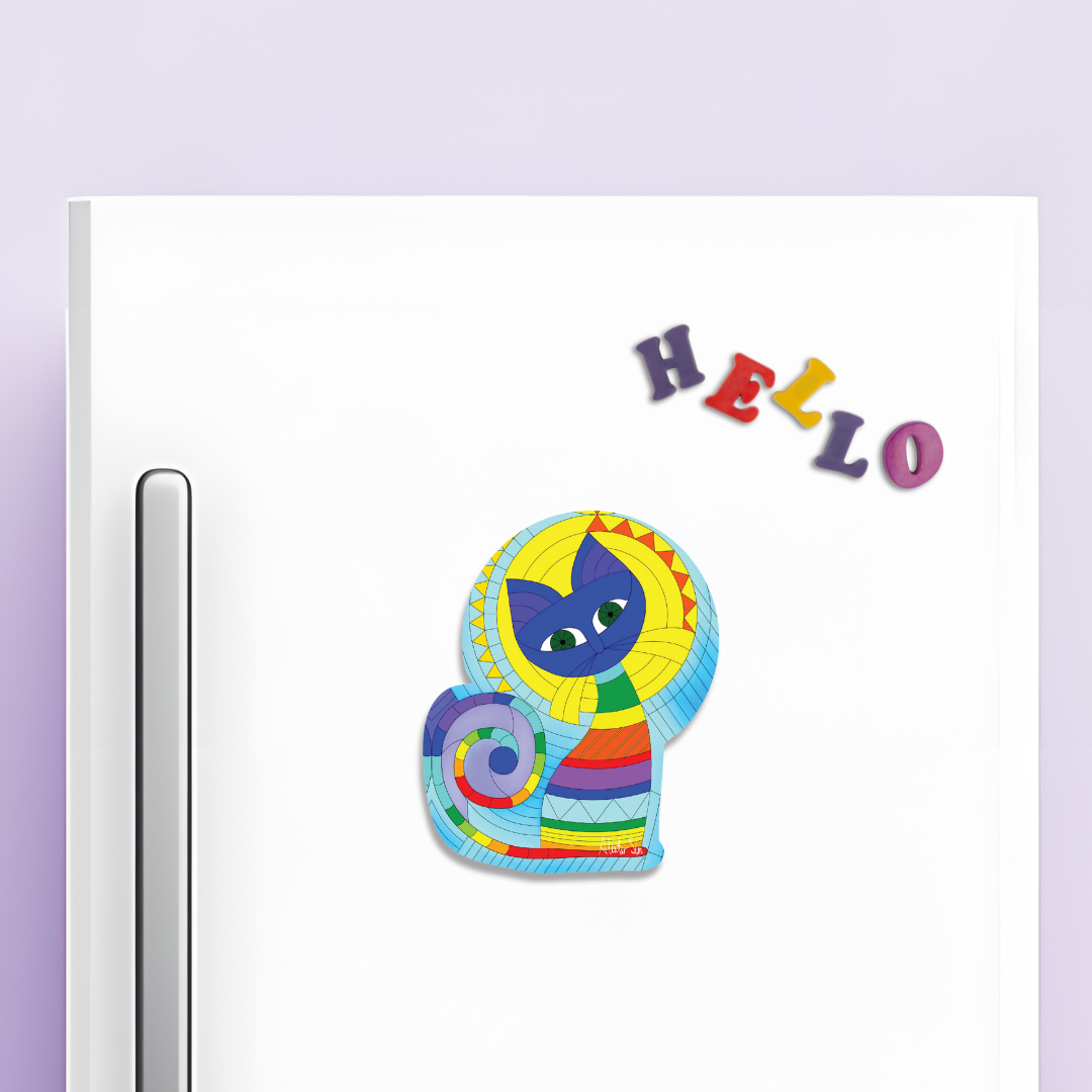 Cat in Spirited Window Magnet
