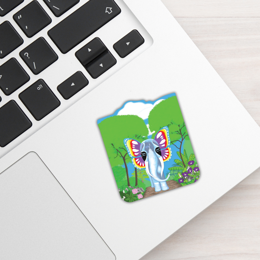 Butterfly Elephant in Rainforest Sticker