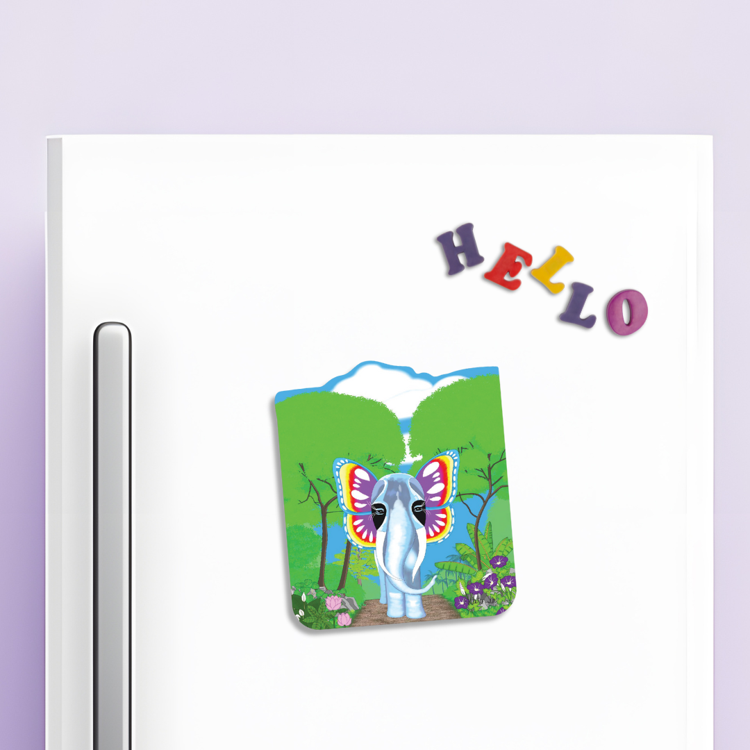 Butterfly Elephant (Digital Art) Magnet