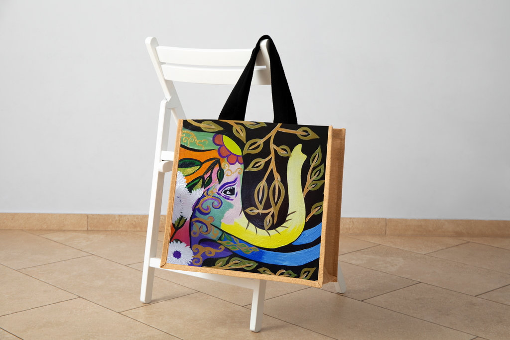 Bohemian Elephant Jute Bag