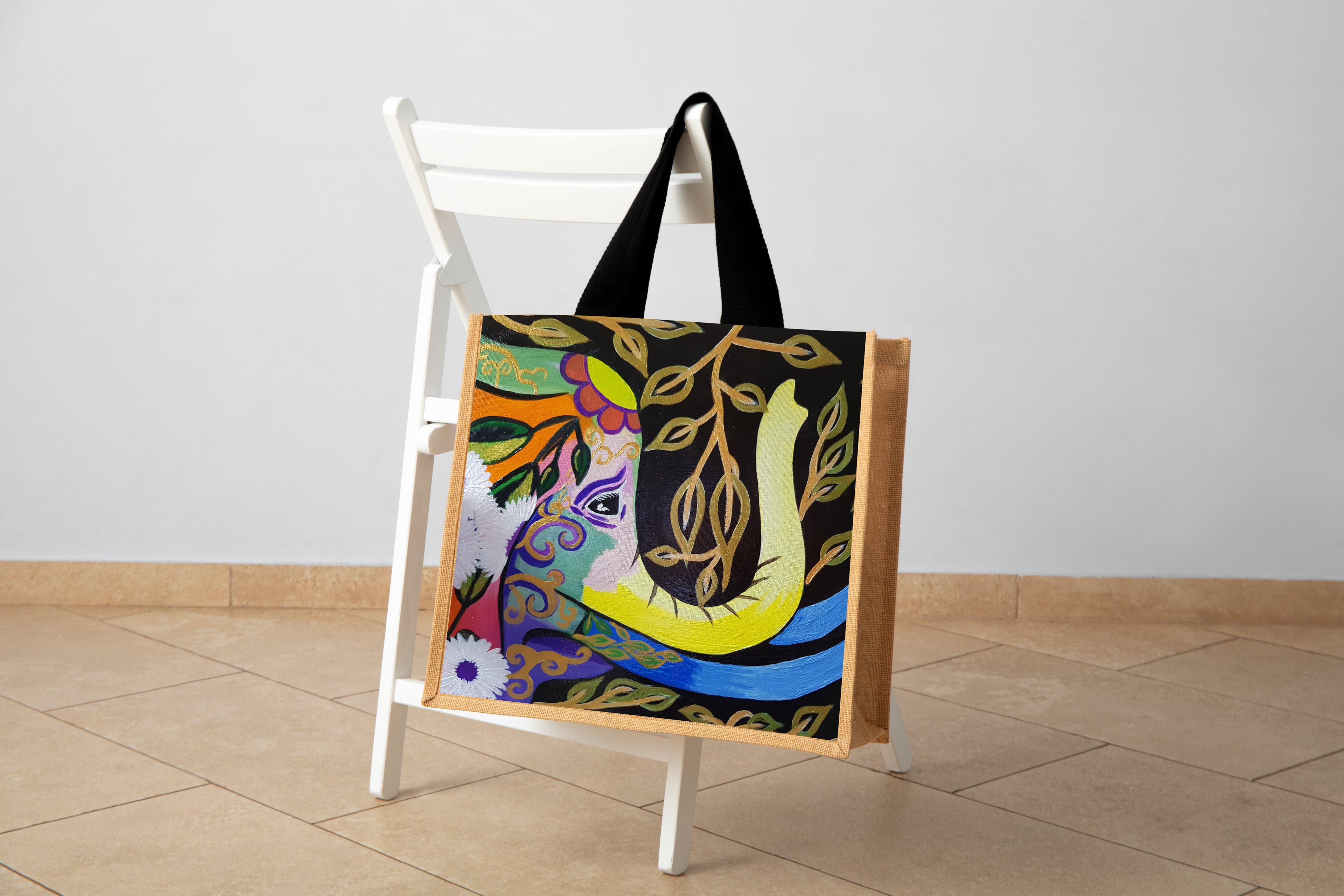 Bohemian Elephant Jute Bag