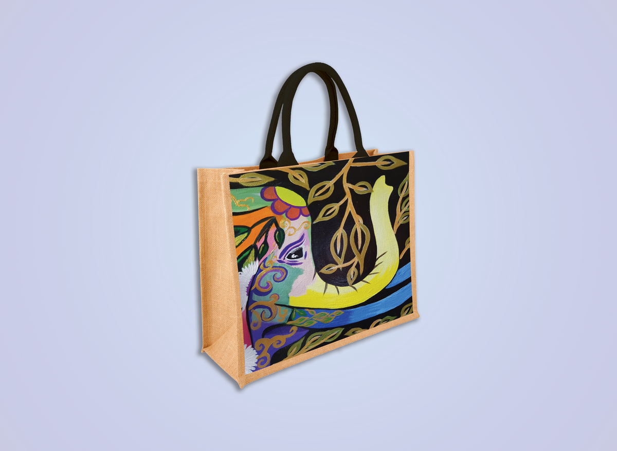 Bohemian Elephant Jute Bag – AlisterArtworks