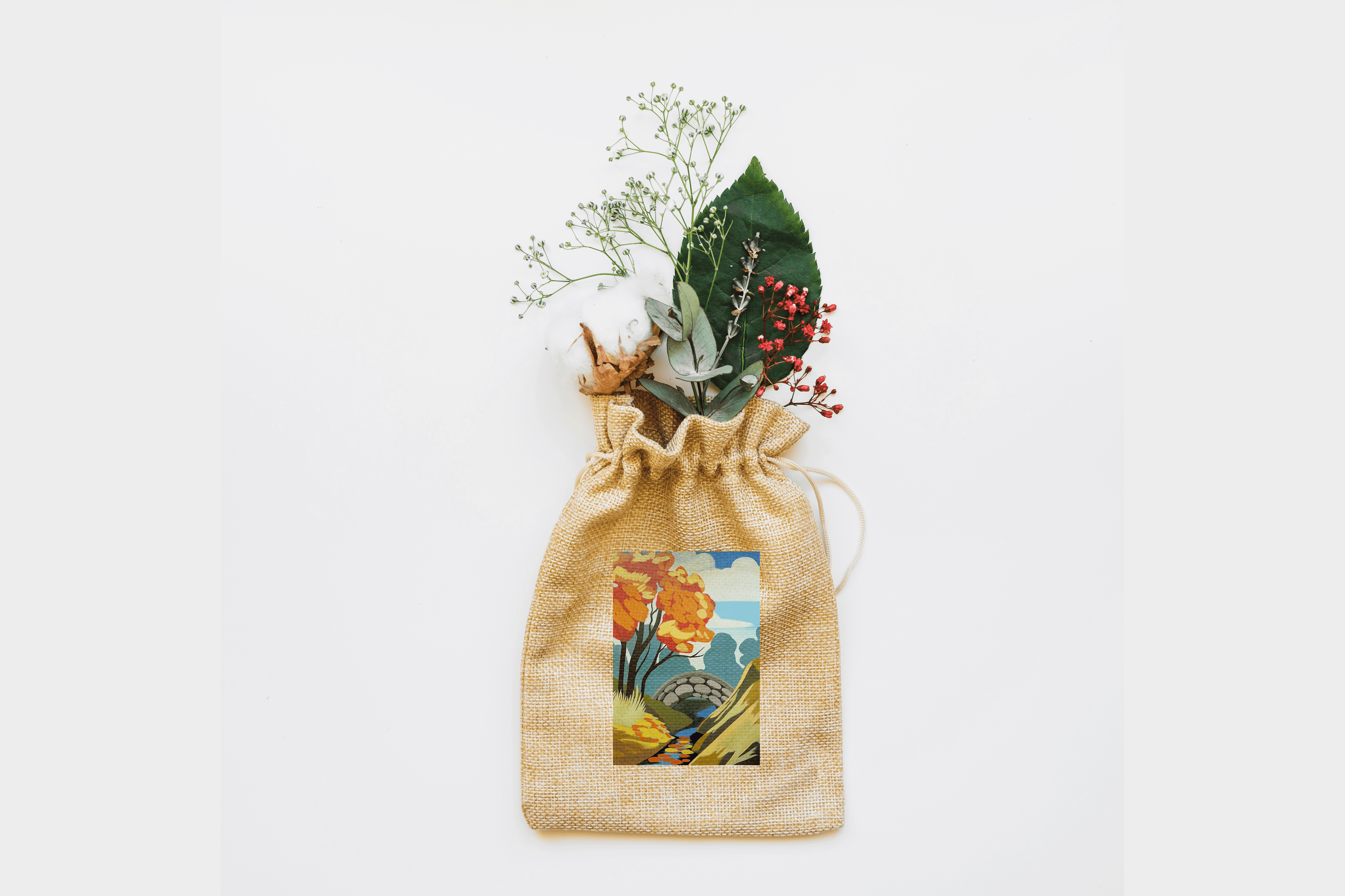 Autumn Canvas Drawstring Bag