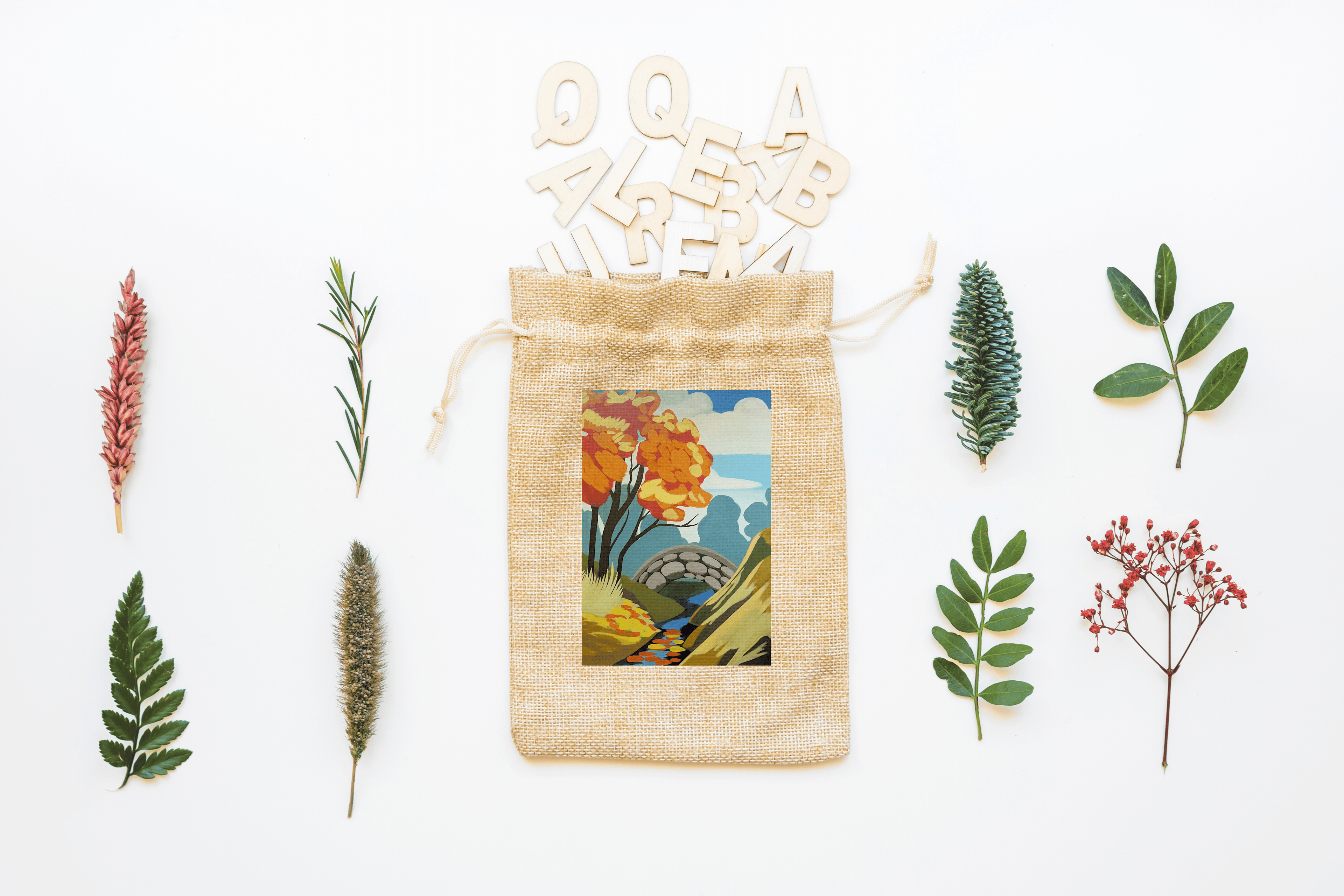Autumn Canvas Drawstring Bag