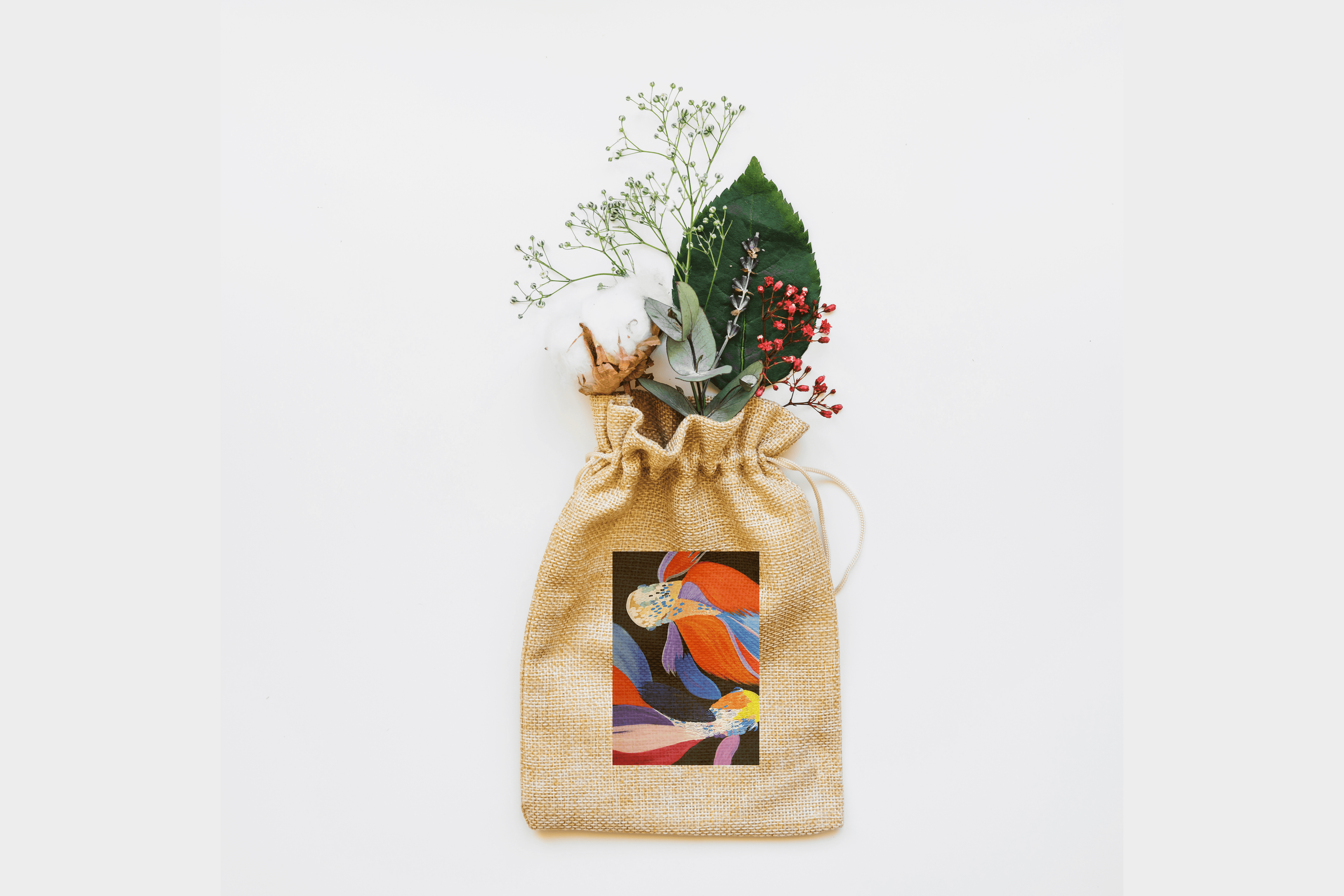 Beta Fish Canvas Drawstring Bag