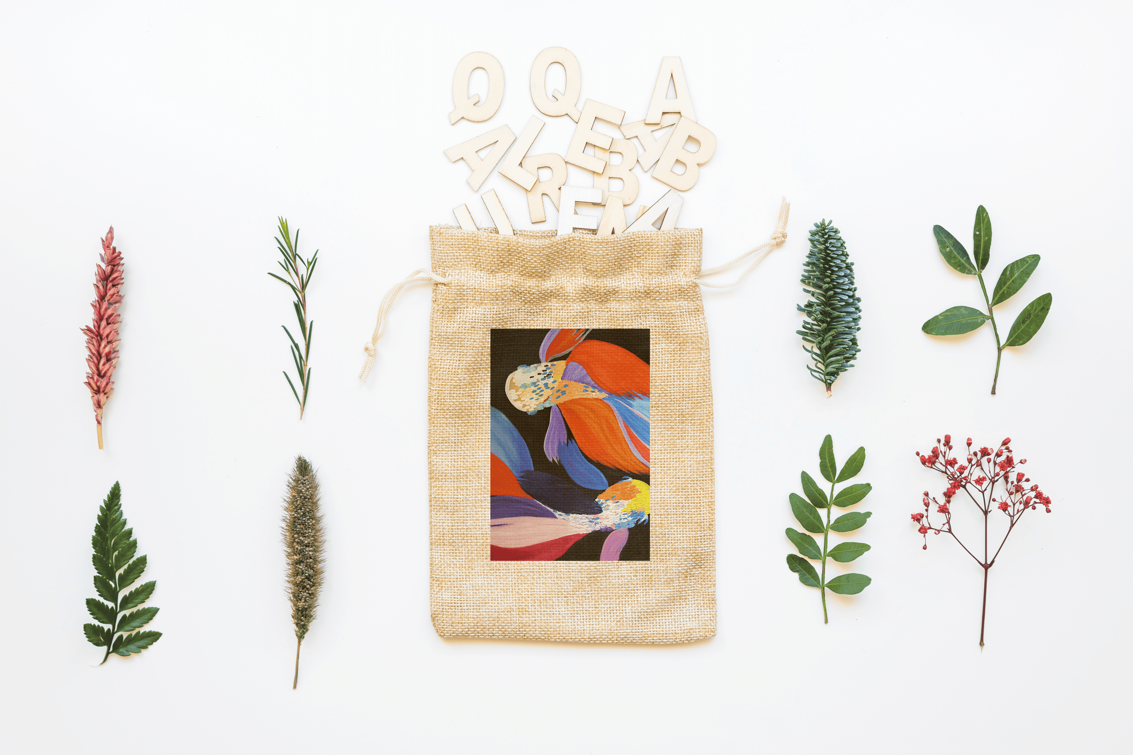 Beta Fish Canvas Drawstring Bag