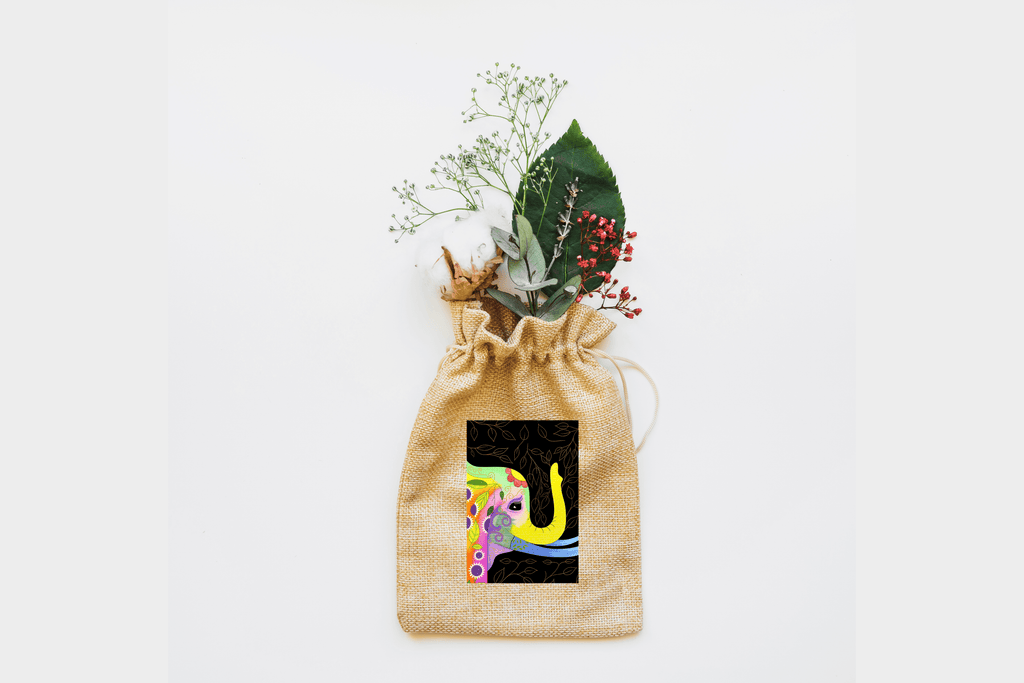 Bohemian Elephant Canvas Drawstring Bag