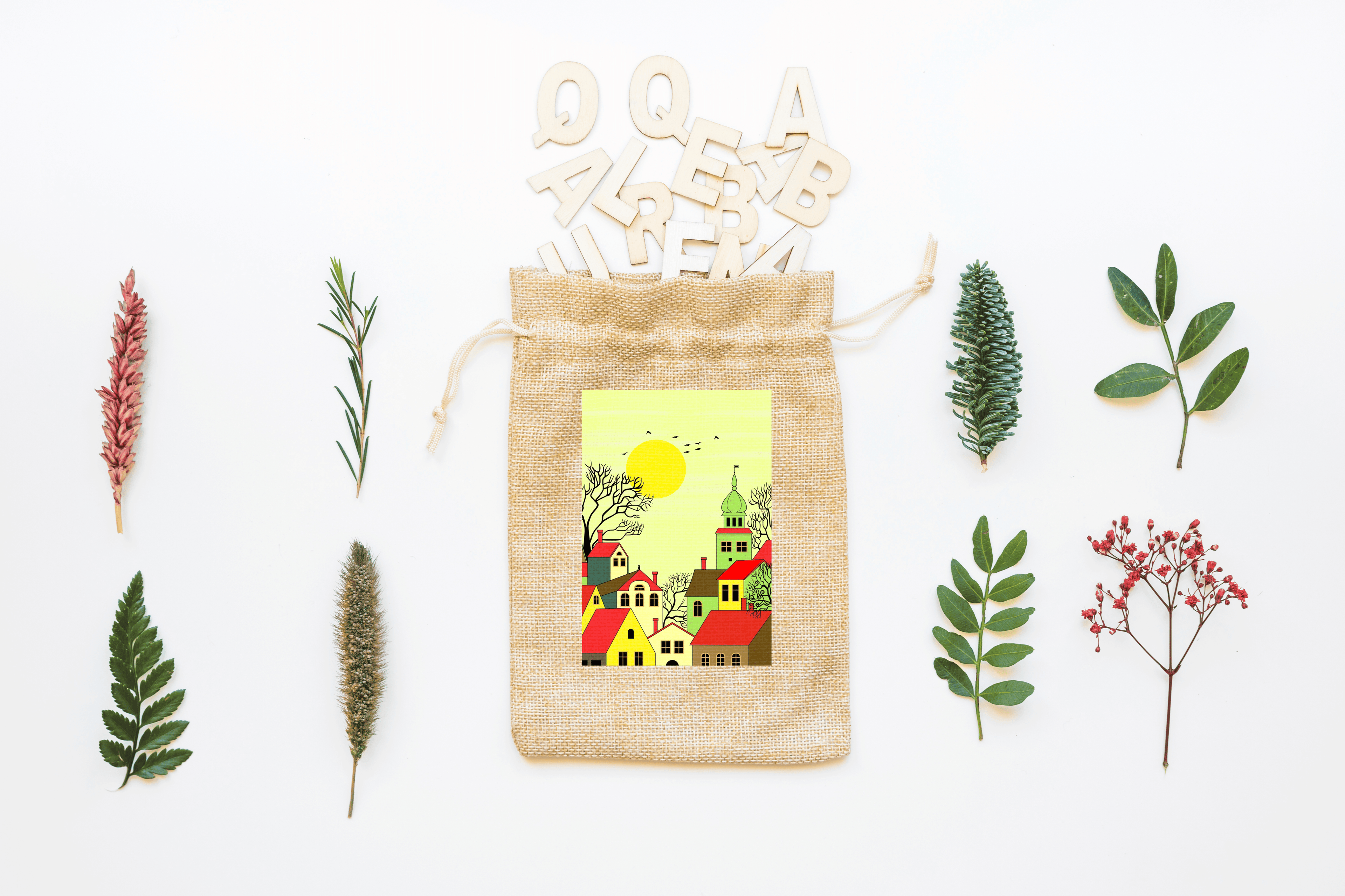 Buildings Canvas Drawstring Bag