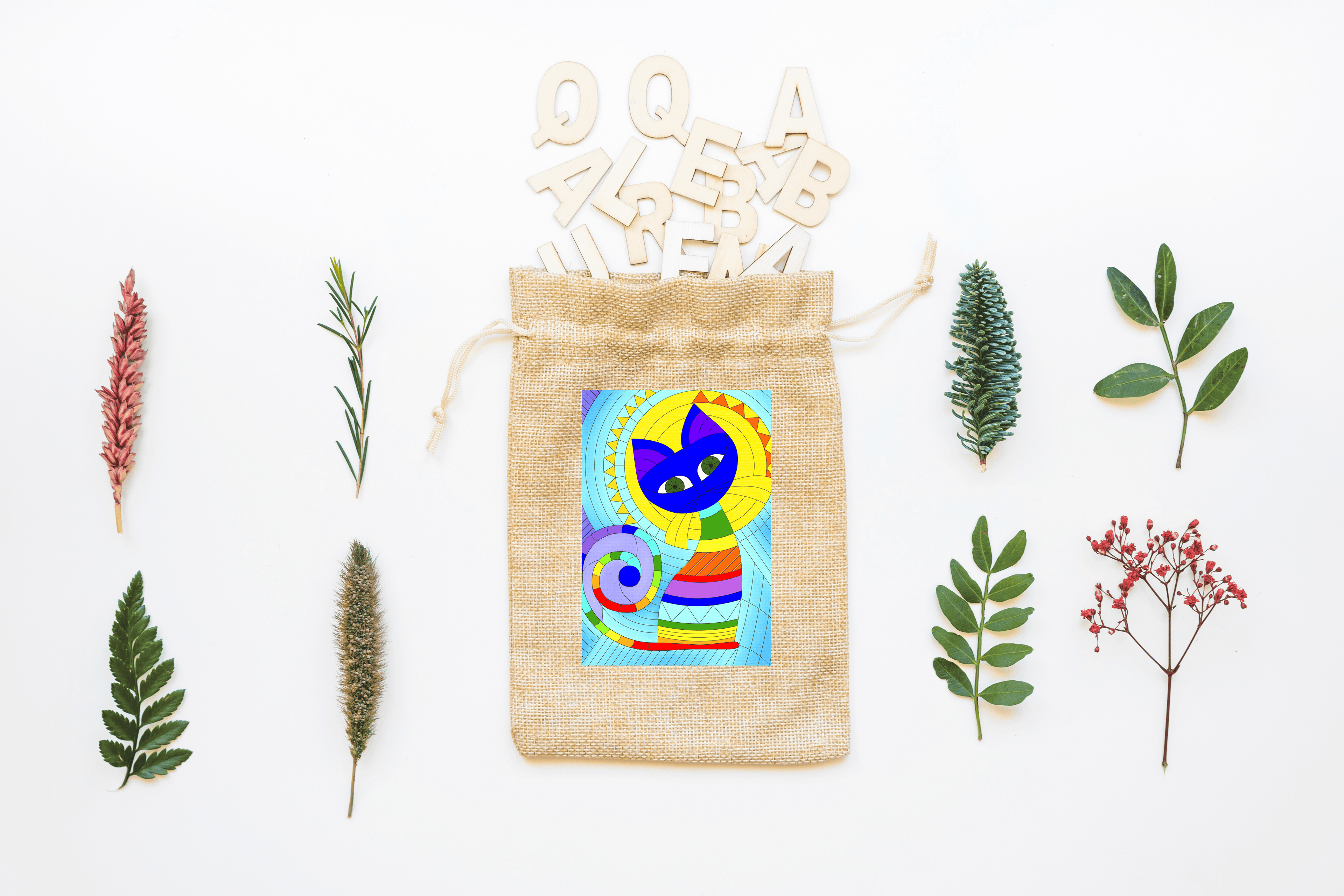 Cat in Spirited Window Canvas Drawstring Bag