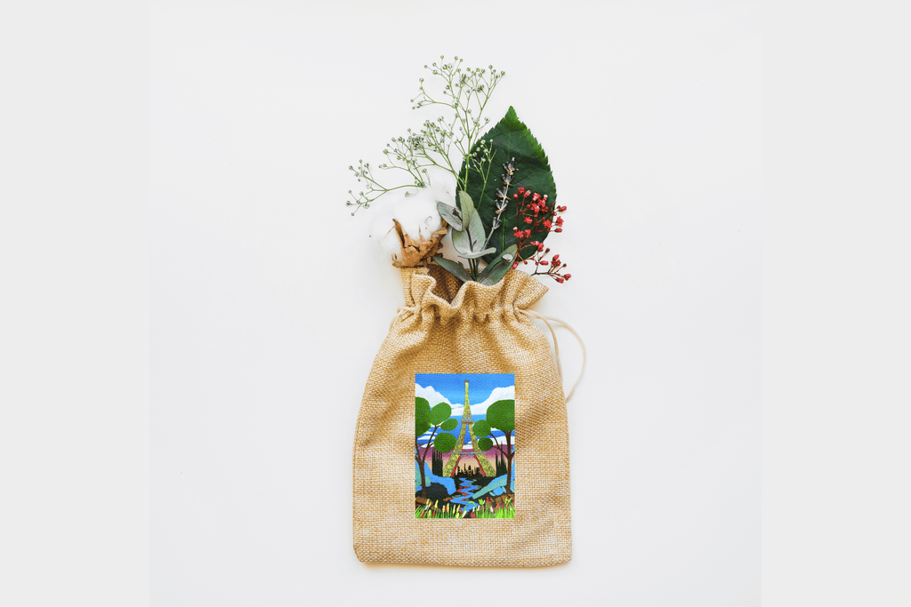 Parisian Dreamscape Canvas Drawstring Bag