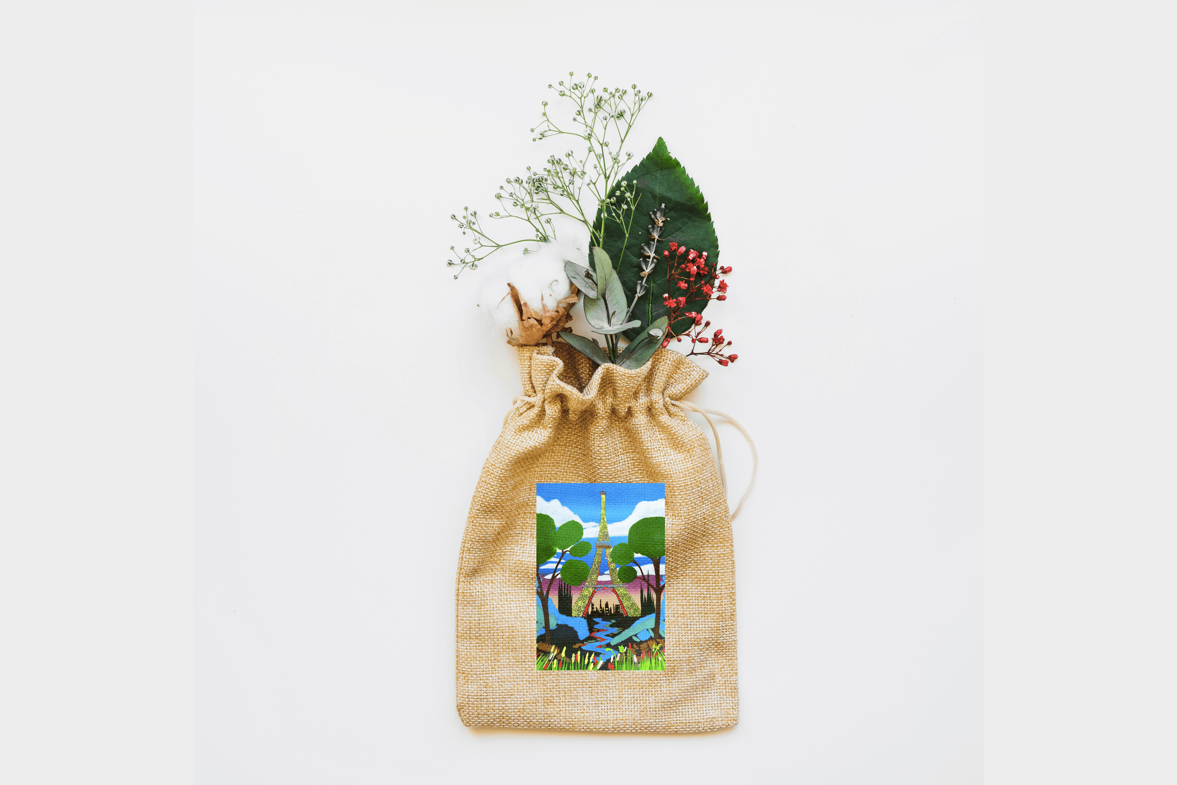 Parisian Dreamscape Canvas Drawstring Bag