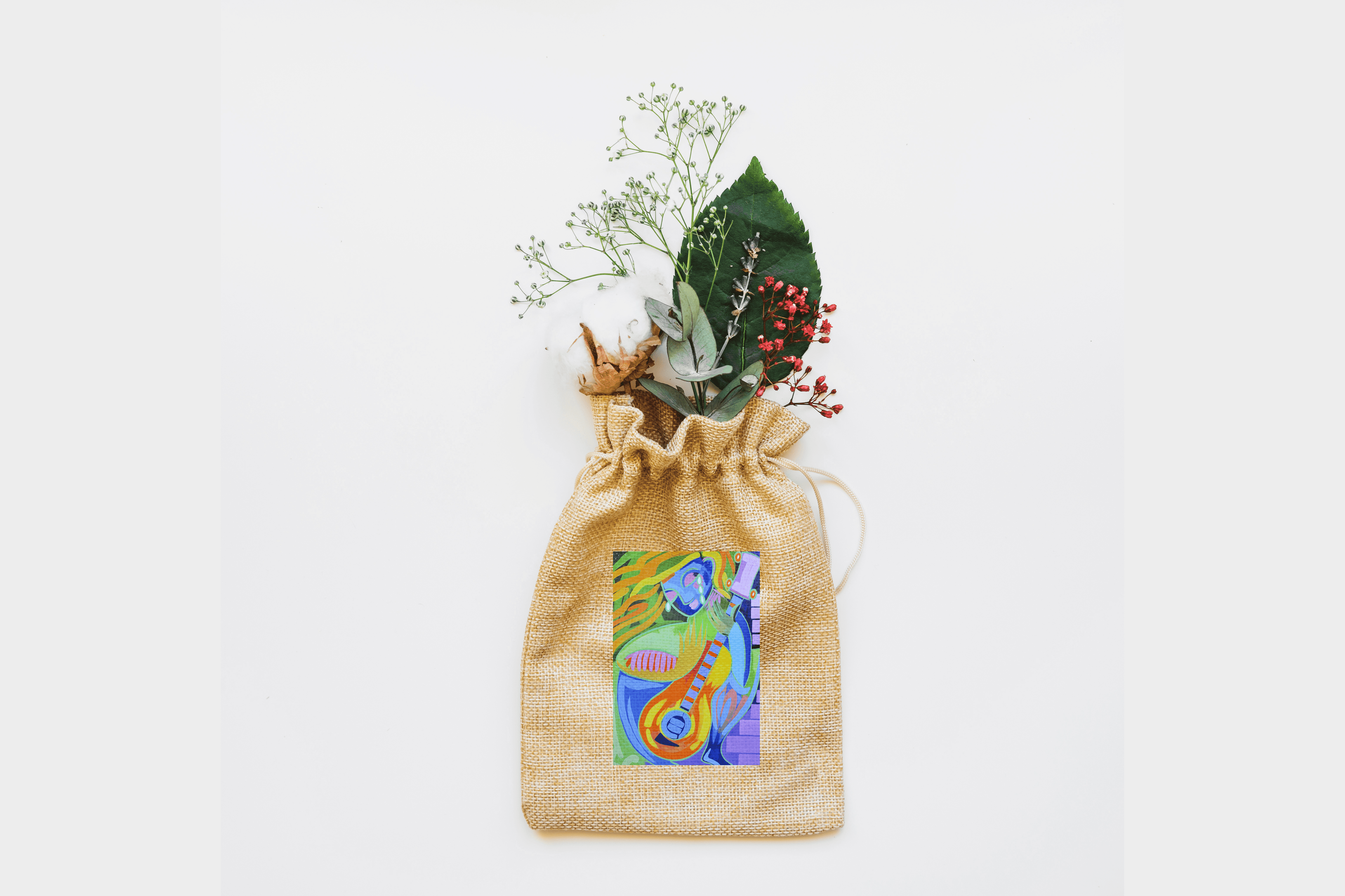 Guitar Canvas Drawstring Bag