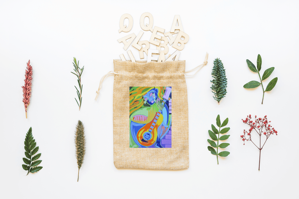 Guitar Canvas Drawstring Bag