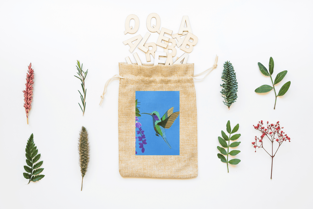 Hummingbird Canvas Drawstring Bag