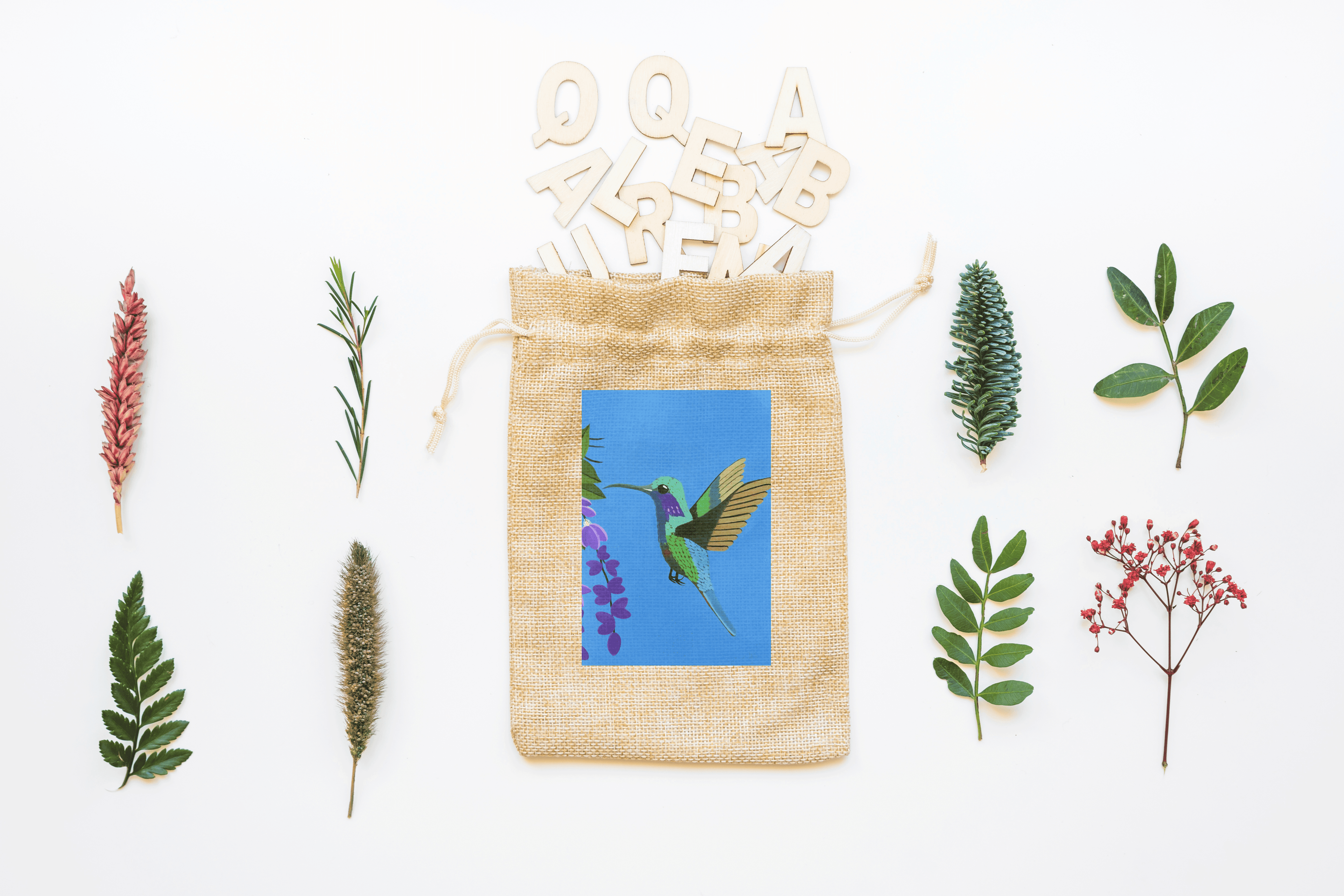 Hummingbird Canvas Drawstring Bag