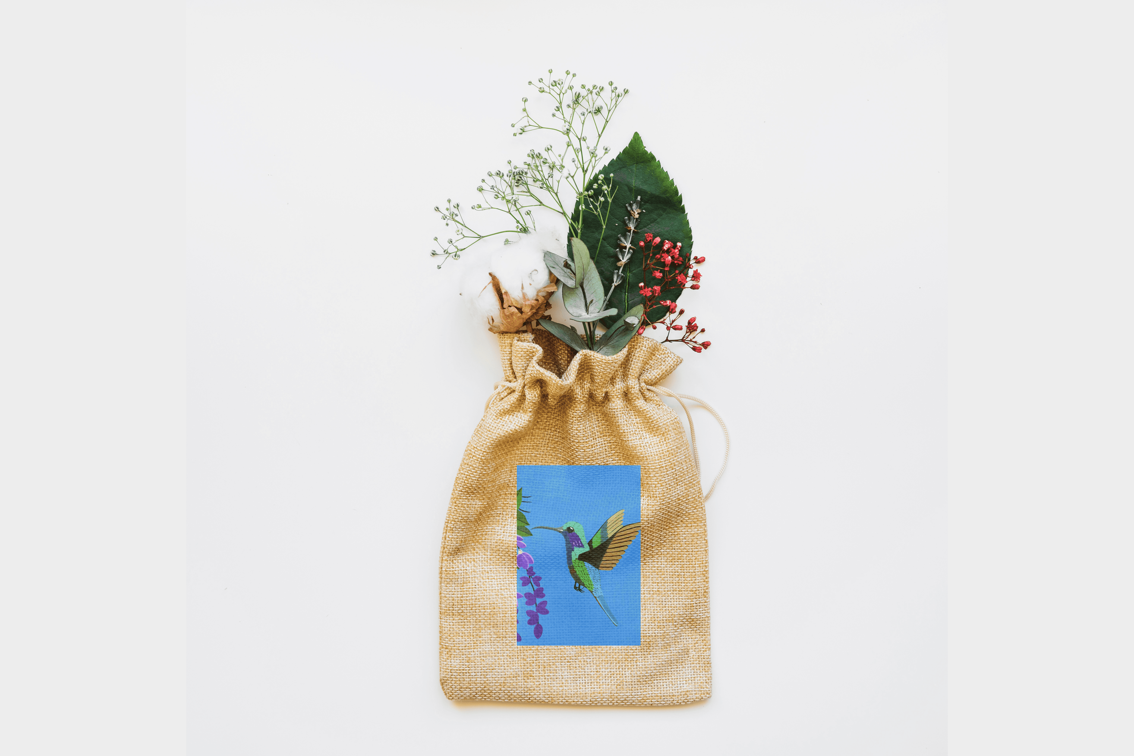 Hummingbird Canvas Drawstring Bag
