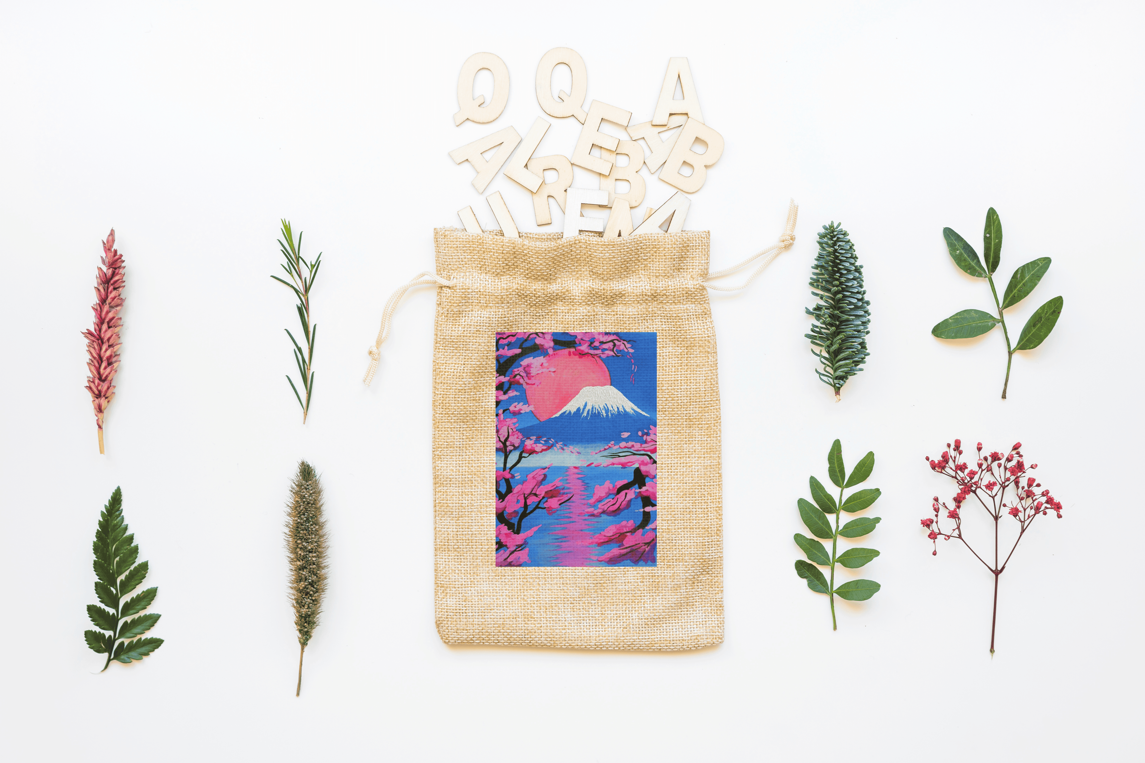 Mount Fuji Canvas Drawstring Bag