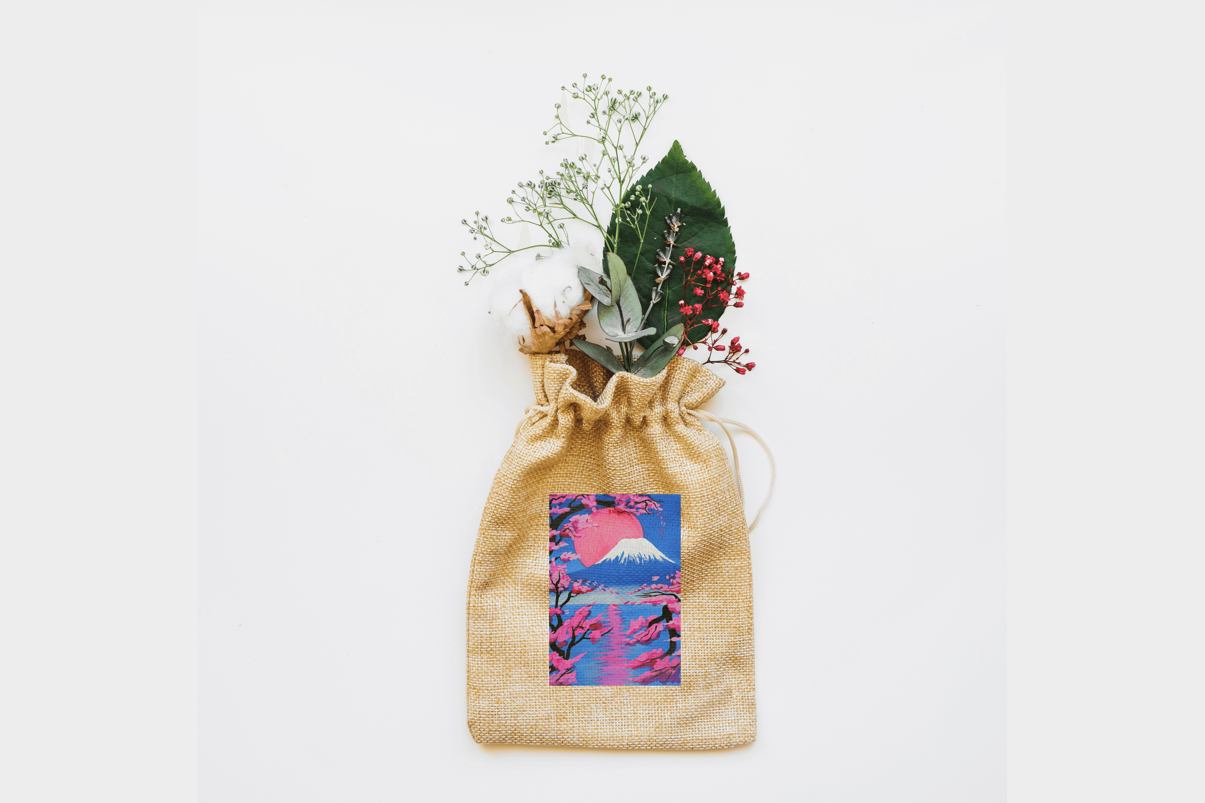 Mount Fuji Canvas Drawstring Bag