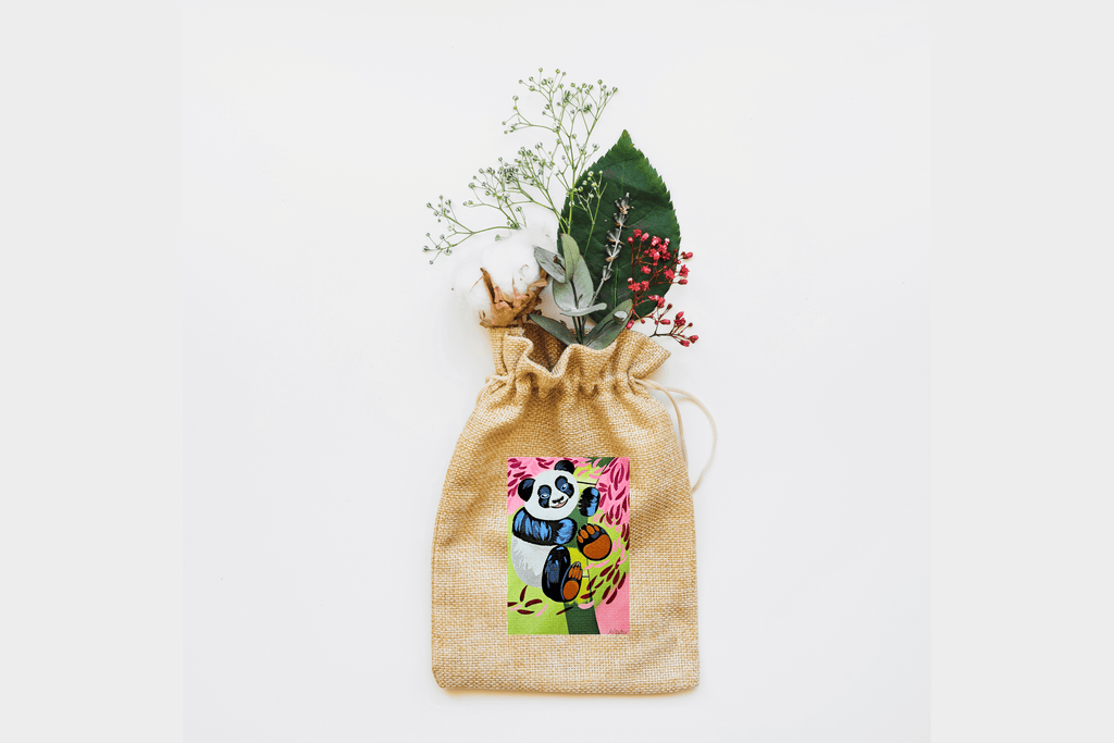 Panda Canvas Drawstring Bag