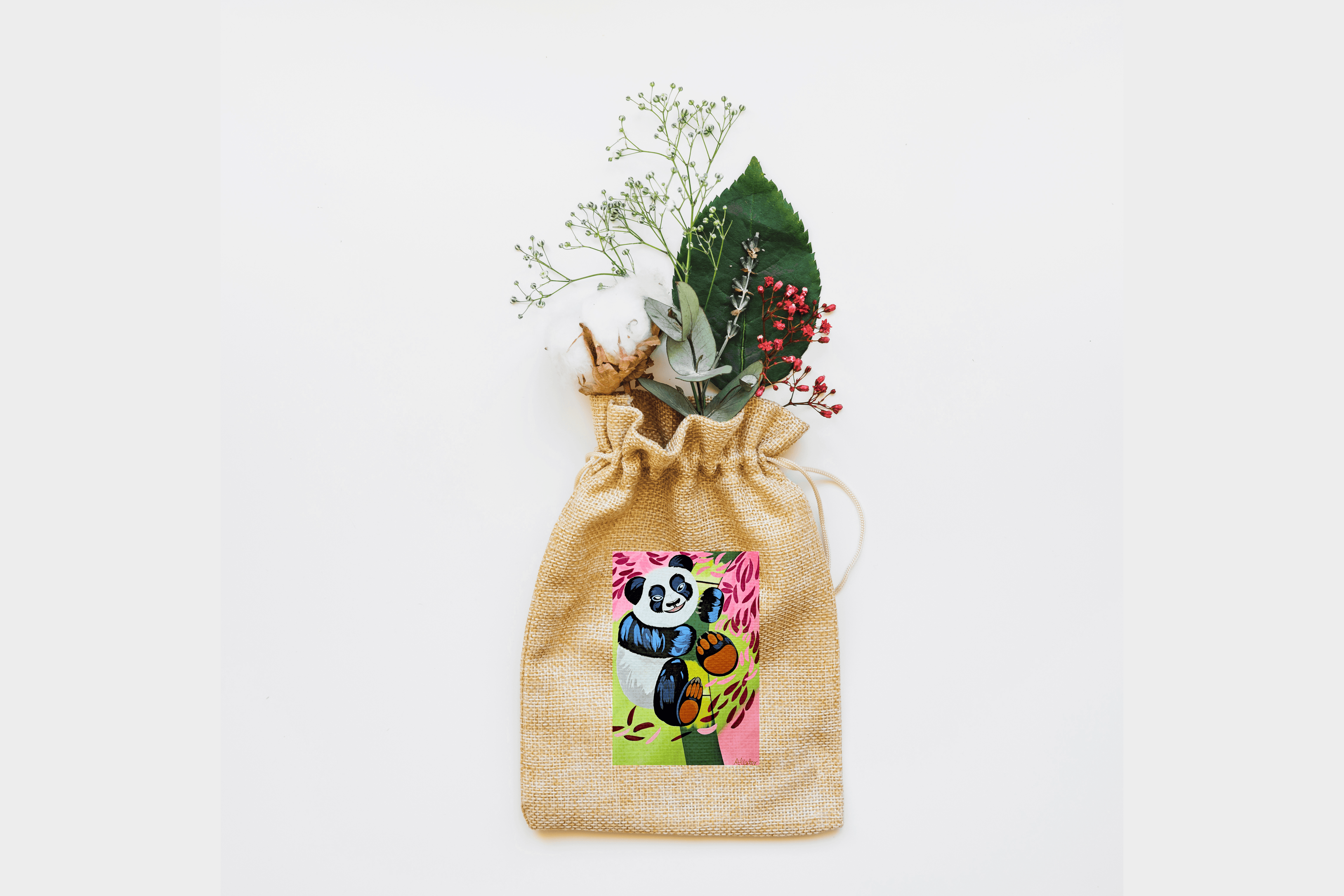 Panda Canvas Drawstring Bag
