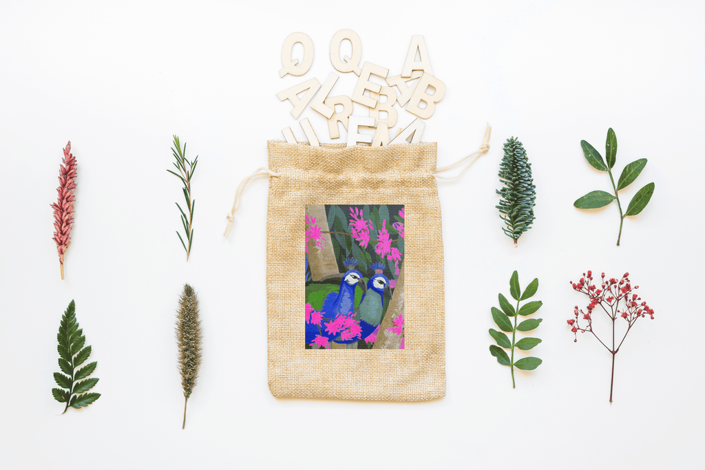 Peacock Canvas Drawstring Bag