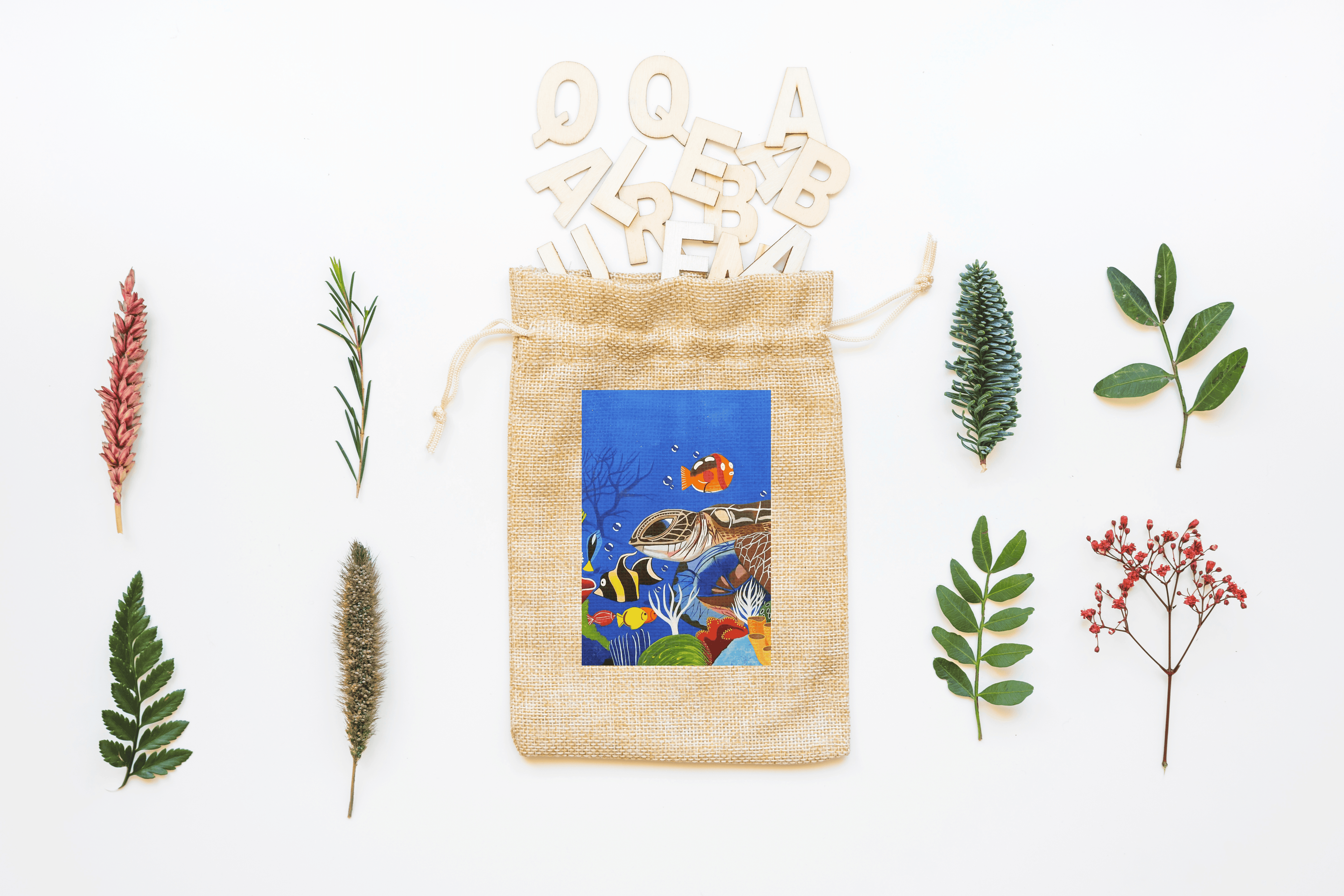 Sea Turtle Canvas Drawstring Bag
