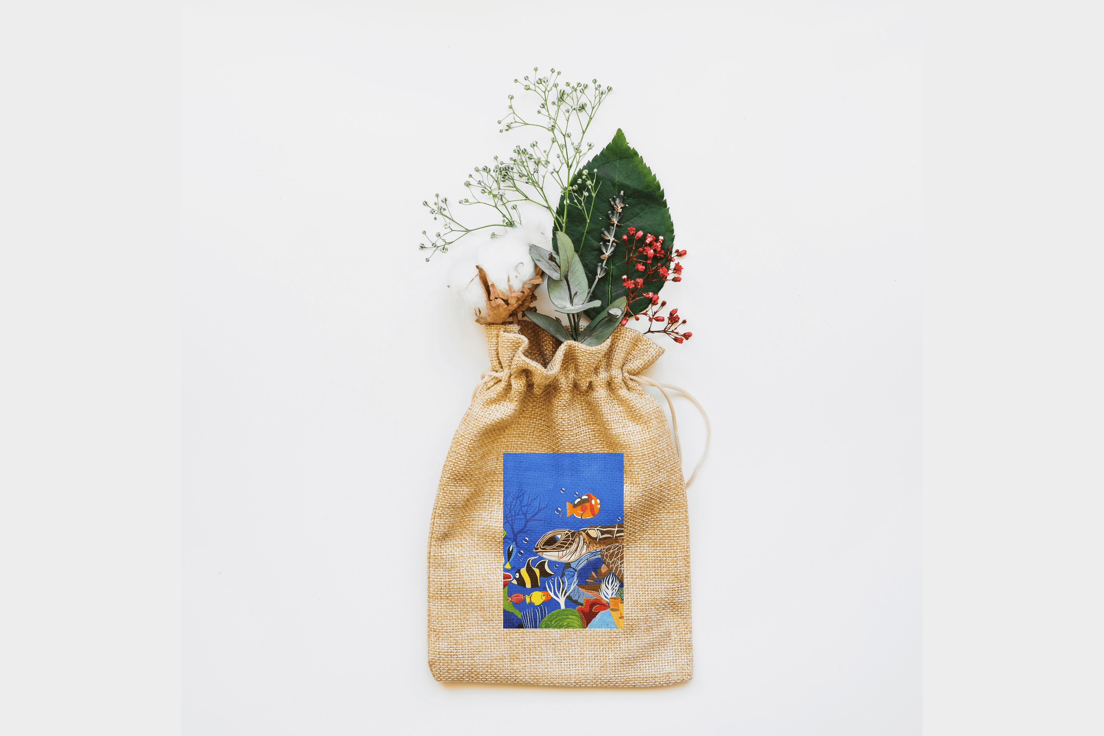 Sea Turtle Canvas Drawstring Bag