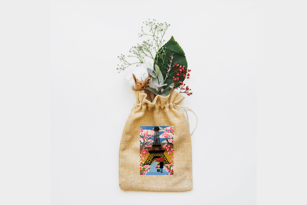 Spring in Paris Canvas Drawstring Bag