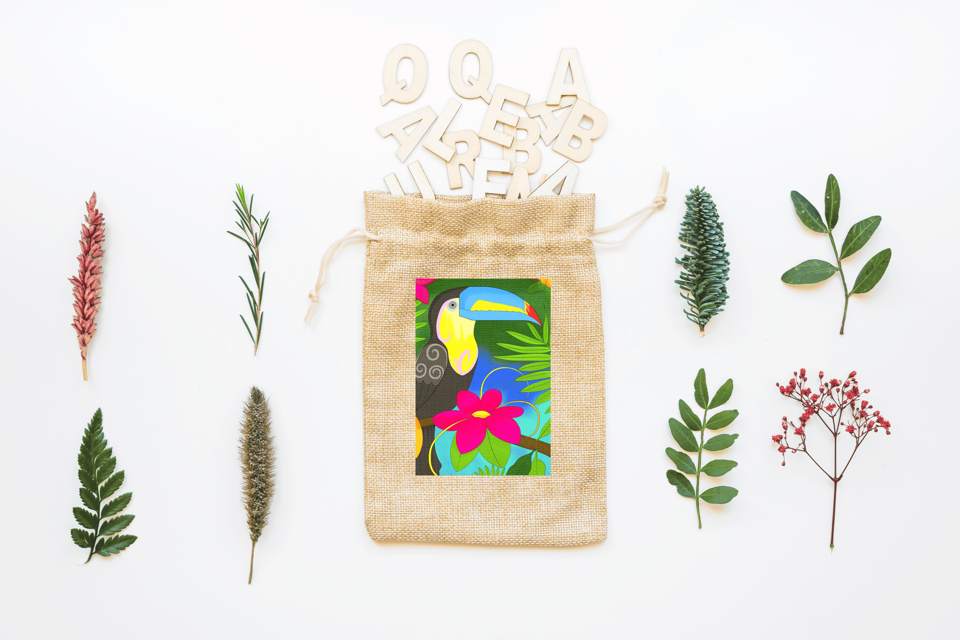 Toucan Canvas Drawstring Bag