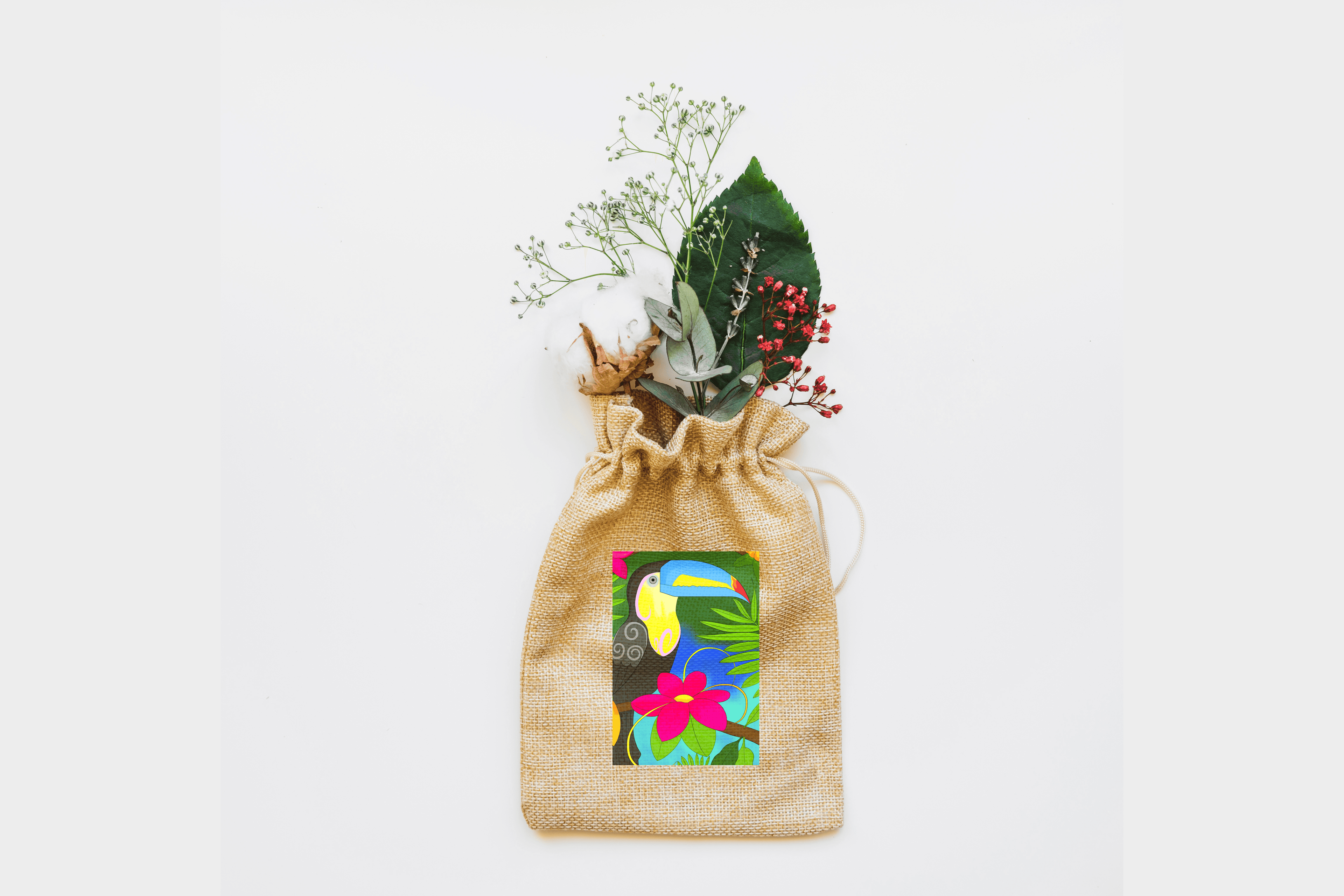 Toucan Canvas Drawstring Bag