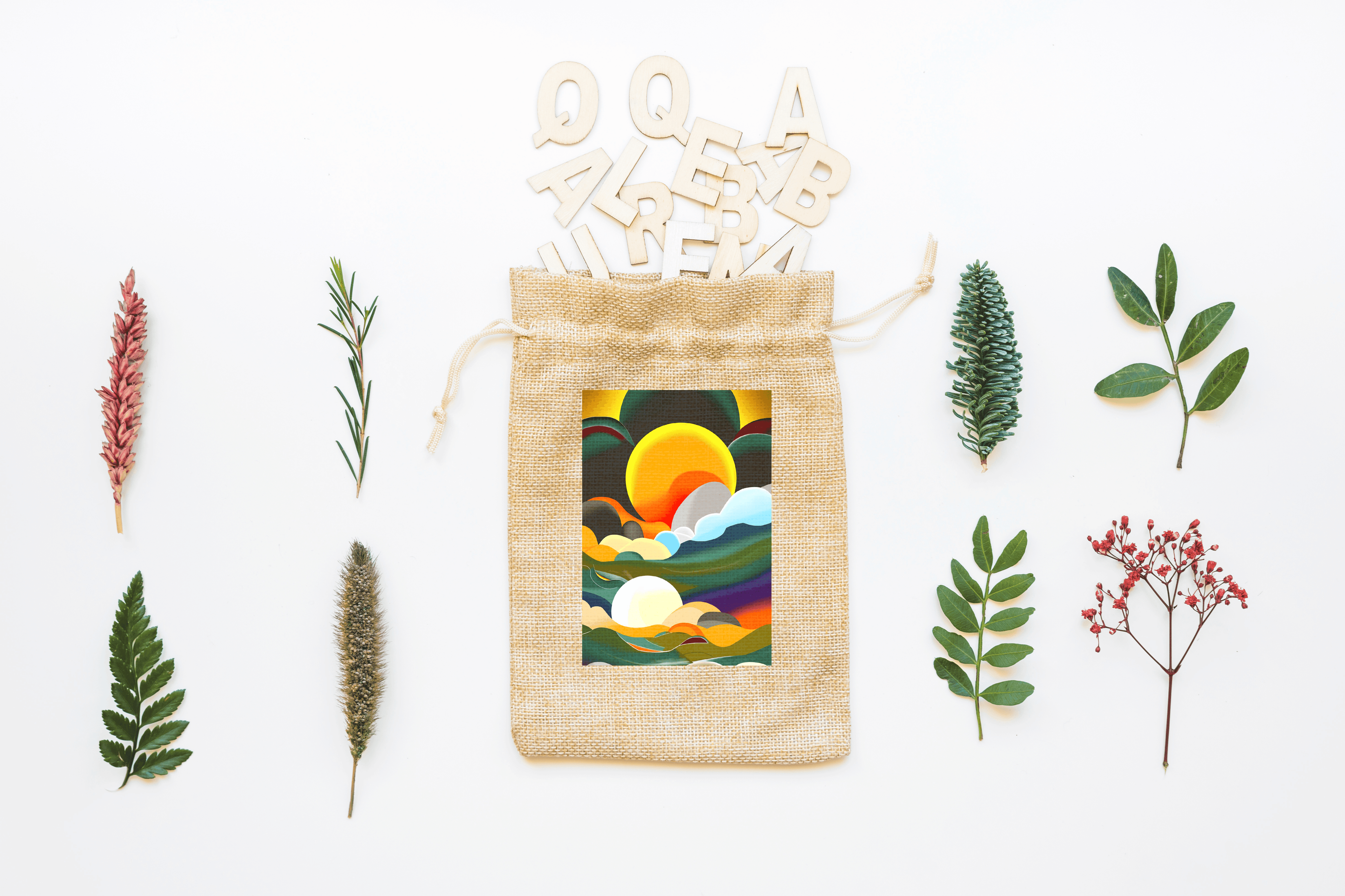 Two Moons Canvas Drawstring Bag